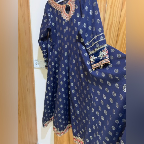 Maria. B. Navy Blue Embroidered Anarkali Suit - Picture 6 of 11